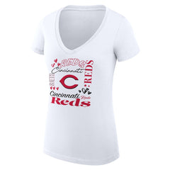 Cincinnati Reds G-III 4Her by Carl Banks Women's Super-Slim Fit Lightweight Collage Team Graphic V-Neck T-Shirt Sale