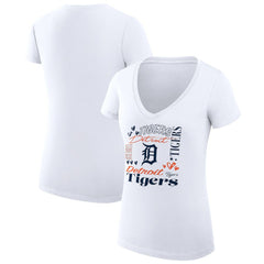 Detroit Tigers G-III 4Her by Carl Banks Women's Super-Slim Fit Lightweight Collage Team Graphic V-Neck T-Shirt discount