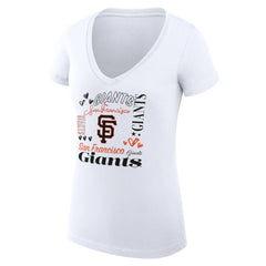 San Francisco Giants G-III 4Her by Carl Banks Women's Super-Slim Fit Lightweight Collage Team Graphic V-Neck T-Shirt Clearance