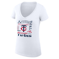 Minnesota Twins G-III 4Her by Carl Banks Women's Super-Slim Fit Lightweight Collage Team Graphic V-Neck T-Shirt Clearance