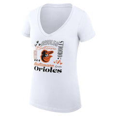 Baltimore Orioles G-III 4Her by Carl Banks Women's Super-Slim Fit Lightweight Collage Team Graphic V-Neck T-Shirt for sale