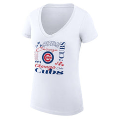 Chicago Cubs G-III 4Her by Carl Banks Women's Super-Slim Fit Lightweight Collage Team Graphic V-Neck T-Shirt Near Me