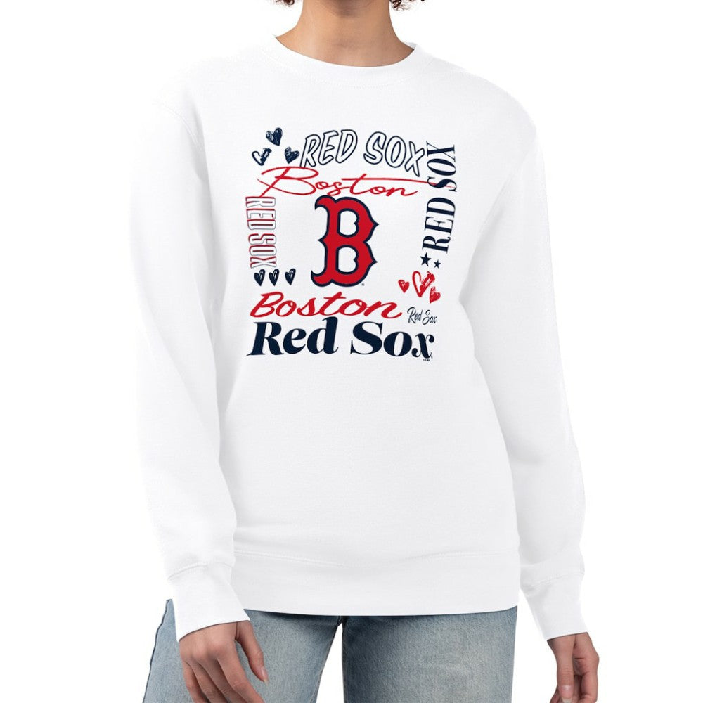 Boston Red Sox G-III 4Her by Carl Banks Women's Collage Team Graphic Fleece Pullover Hoodie Lifestyle