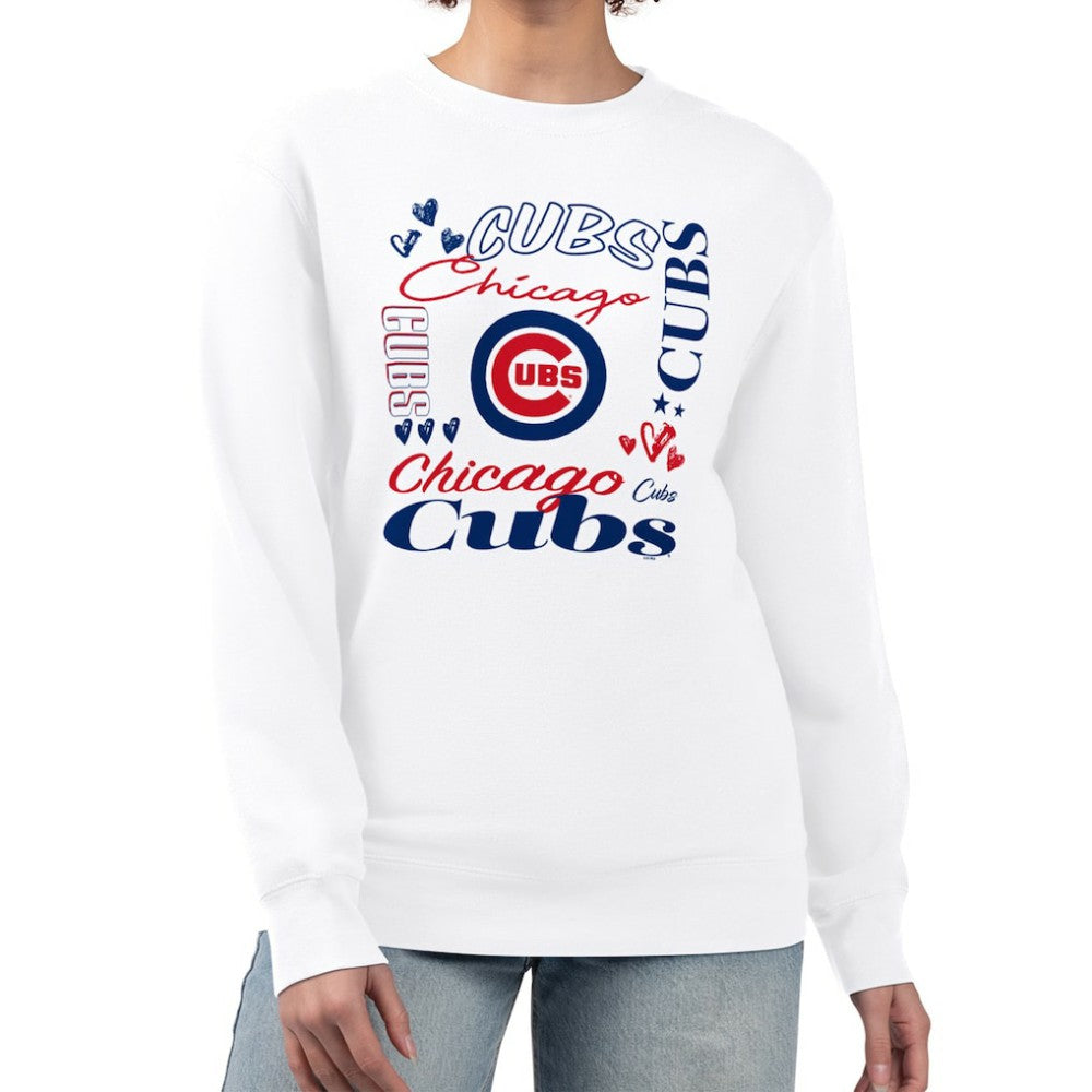 Chicago Cubs G-III 4Her by Carl Banks Women's Collage Team Graphic Fleece Pullover Hoodie On Sale