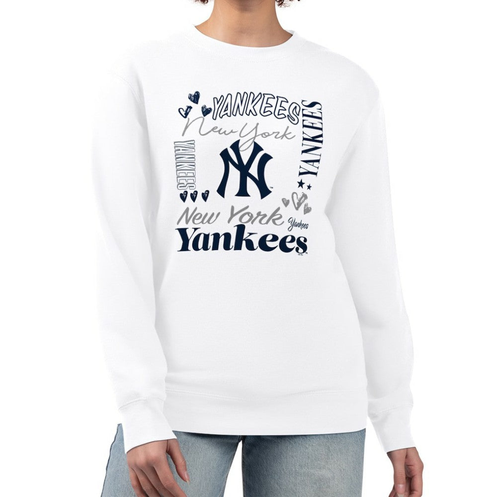 New York Yankees G-III 4Her by Carl Banks Women's Collage Team Graphic Fleece Pullover Hoodie On Sale
