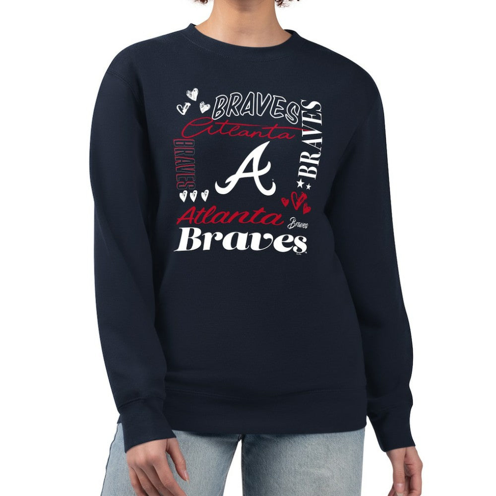 Atlanta Braves G-III 4Her by Carl Banks Women's Collage Team Graphic Fleece Pullover Hoodie Clearance