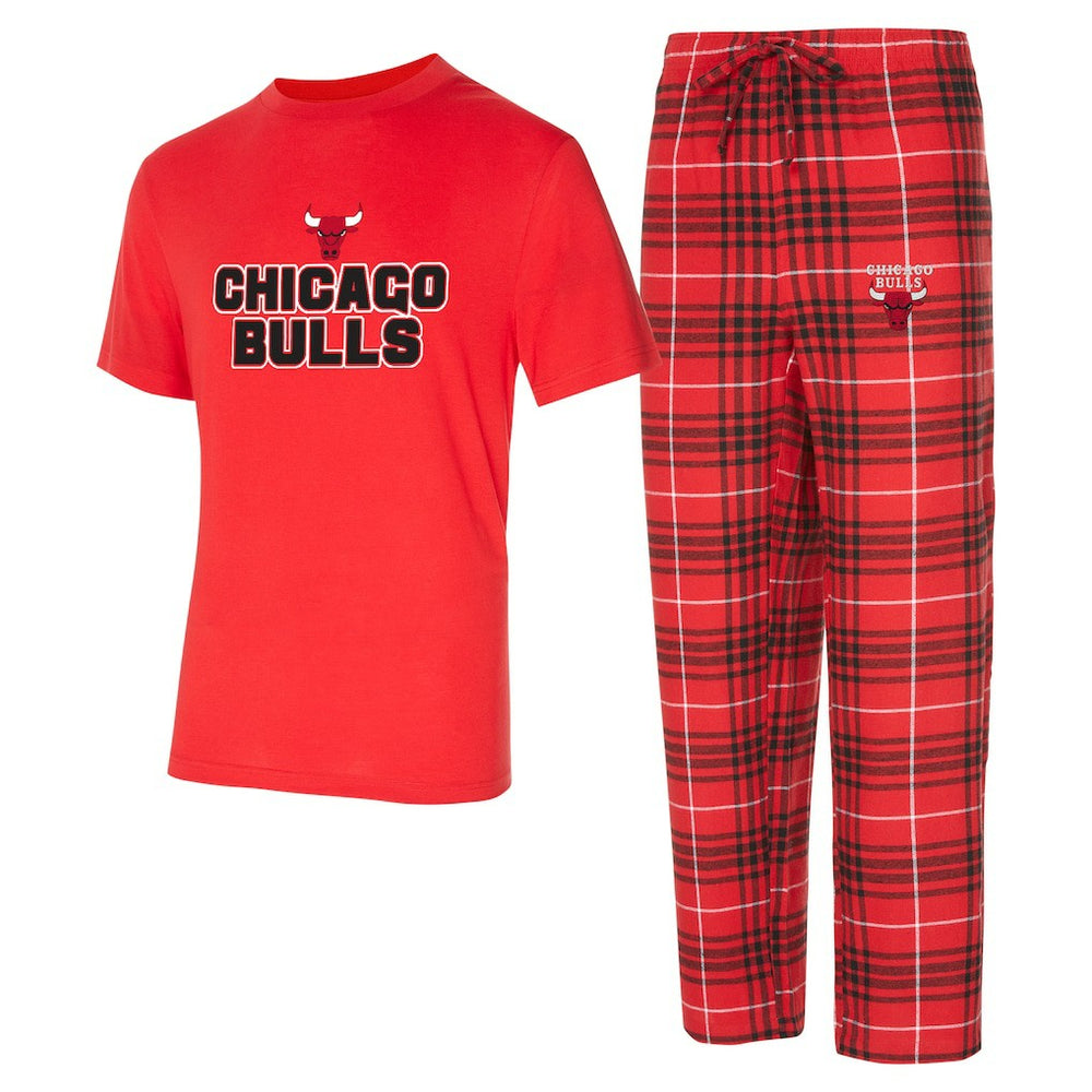 NBA - Chicago Bulls Concepts Sport Vector Top & Flannel Pants Sleep Set - Red/Black