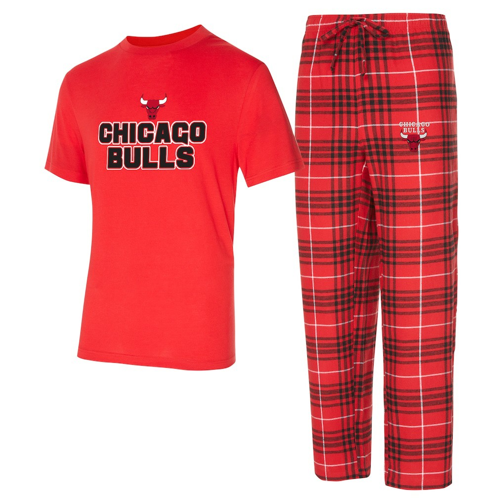 NBA - Chicago Bulls Concepts Sport Vector Top & Flannel Pants Sleep Set - Red/Black
