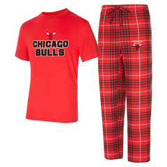 NBA - Chicago Bulls Concepts Sport Vector Top & Flannel Pants Sleep Set - Red/Black