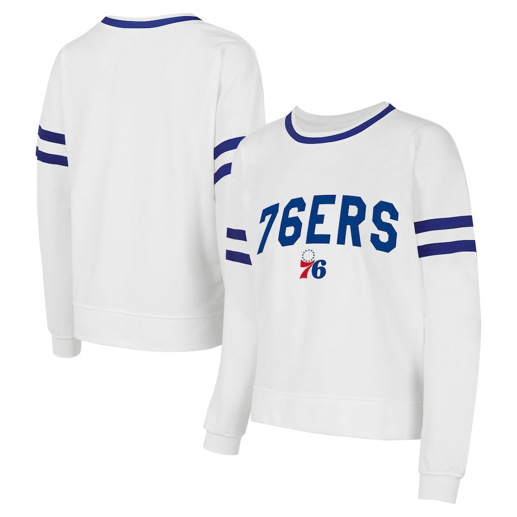 NBA - Philadelphia 76ers Concepts Sport Women's Borough Pullover Sweatshirt - White
