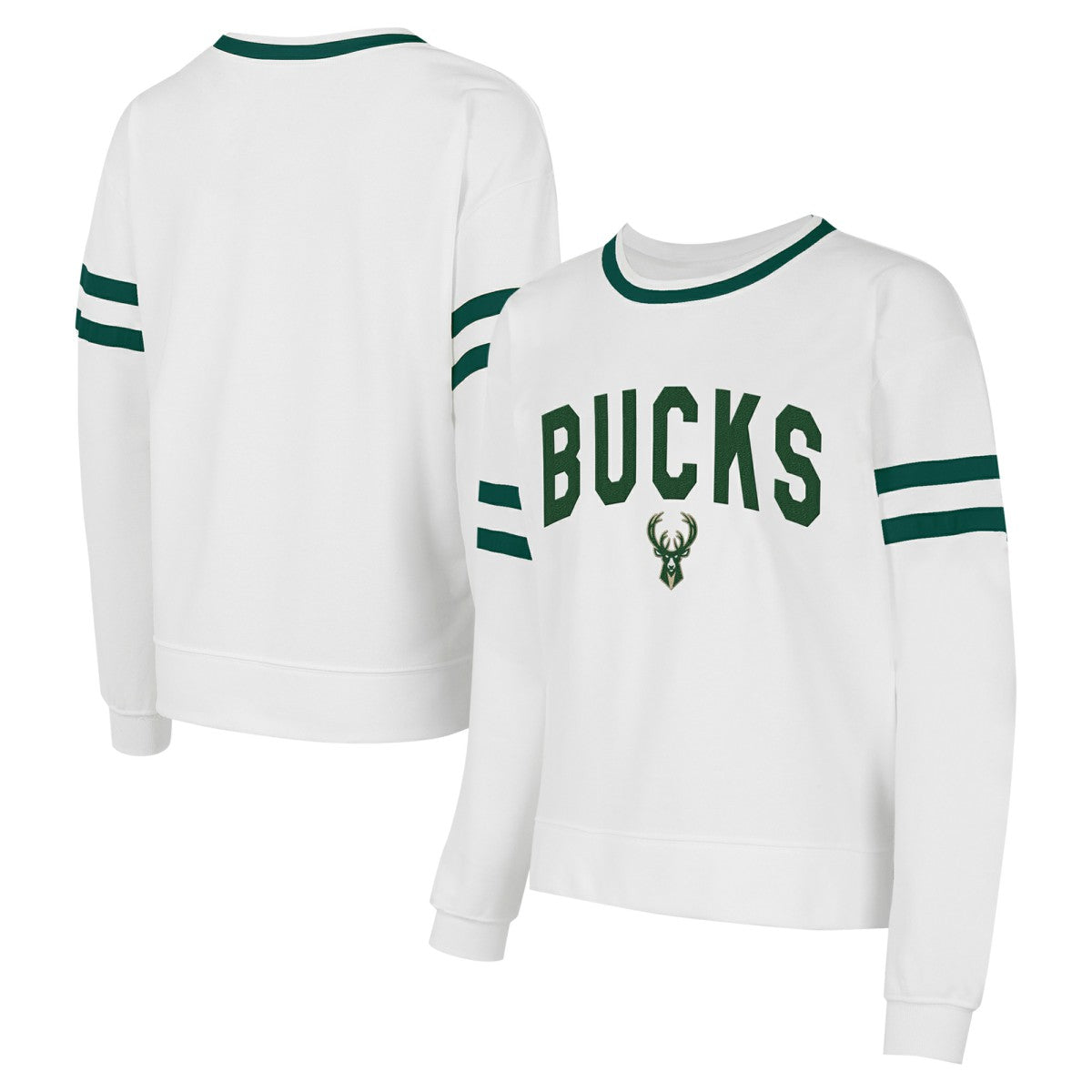 NBA - Milwaukee Bucks Concepts Sport Women's Borough Pullover Sweatshirt - White