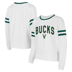 NBA - Milwaukee Bucks Concepts Sport Women's Borough Pullover Sweatshirt - White