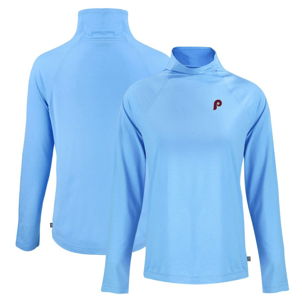 Philadelphia Phillies Cutter & Buck Women's Cooperstown Collection Coastline Epic Comfort Eco Recycled Funnel Neck Raglan Pullover Top On Sale