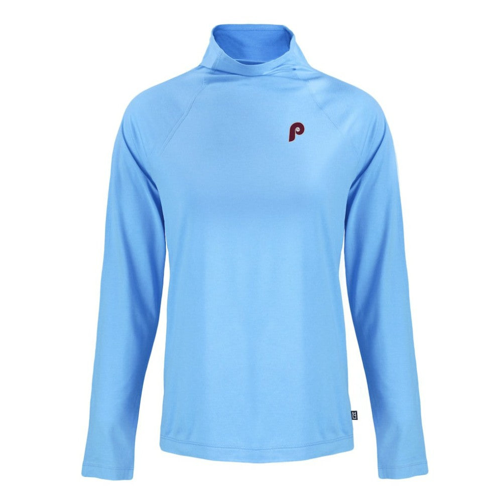 Philadelphia Phillies Cutter & Buck Women's Cooperstown Collection Coastline Epic Comfort Eco Recycled Funnel Neck Raglan Pullover Top On Sale