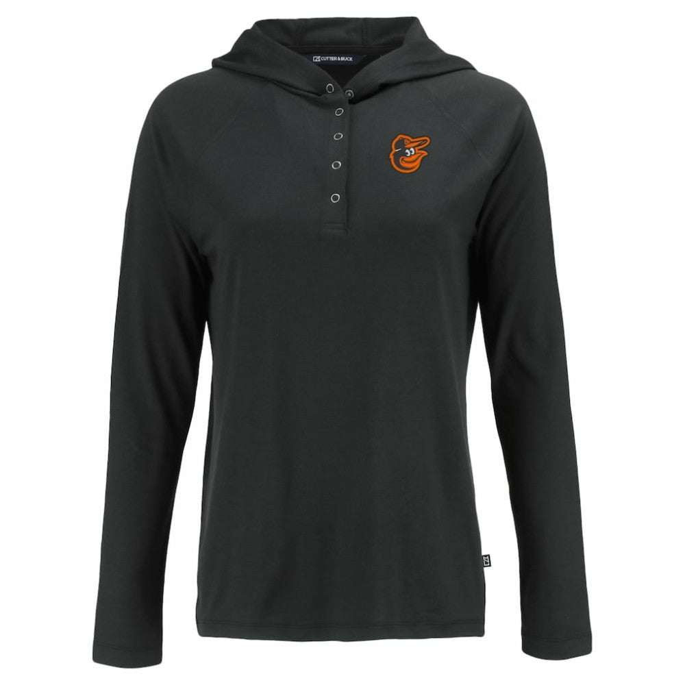 Baltimore Orioles Cutter & Buck Women's  Coastline Epic Comfort Eco Recycled Hoodie Raglan Long Sleeve T-Shirt for sale