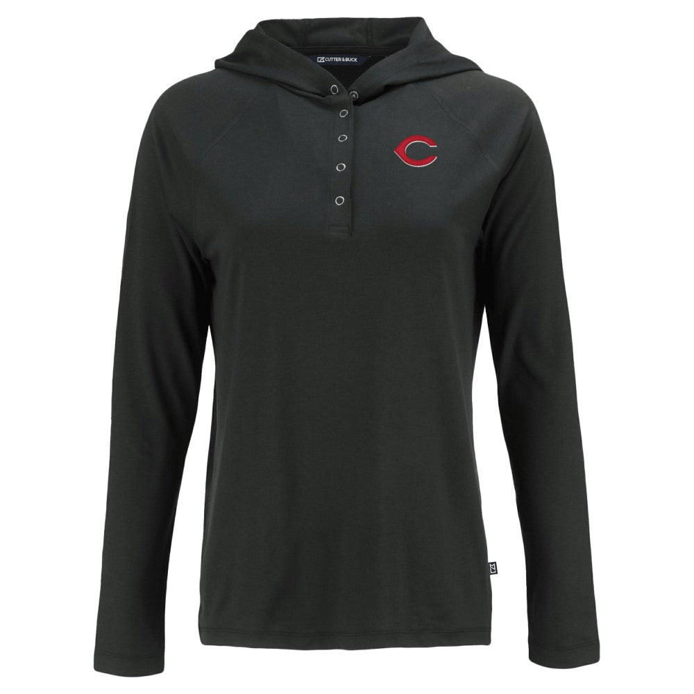 Cincinnati Reds Cutter & Buck Women's  Coastline Epic Comfort Eco Recycled Hoodie Raglan Long Sleeve T-Shirt Near Me