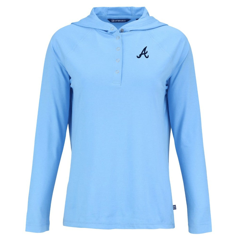 Atlanta Braves Cutter & Buck Women's  Coastline Epic Comfort Eco Recycled Hoodie Raglan Long Sleeve T-Shirt discount