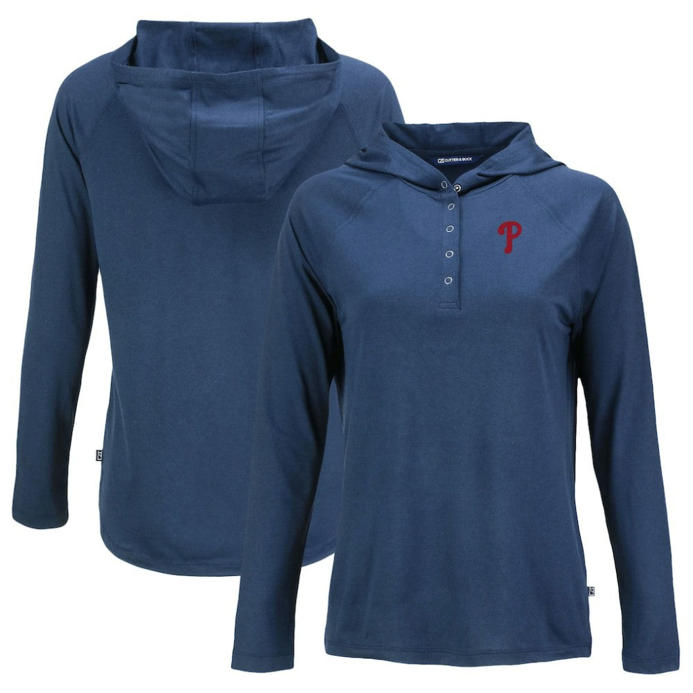 Philadelphia Phillies Cutter & Buck Women's  Coastline Epic Comfort Eco Recycled Hoodie Raglan Long Sleeve T-Shirt for sale