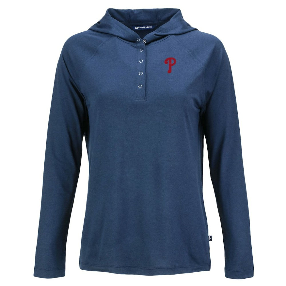 Philadelphia Phillies Cutter & Buck Women's  Coastline Epic Comfort Eco Recycled Hoodie Raglan Long Sleeve T-Shirt for sale