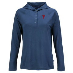 Philadelphia Phillies Cutter & Buck Women's  Coastline Epic Comfort Eco Recycled Hoodie Raglan Long Sleeve T-Shirt for sale