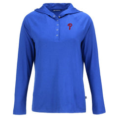 Philadelphia Phillies Cutter & Buck Women's  Coastline Epic Comfort Eco Recycled Hoodie Raglan Long Sleeve T-Shirt Lifestyle