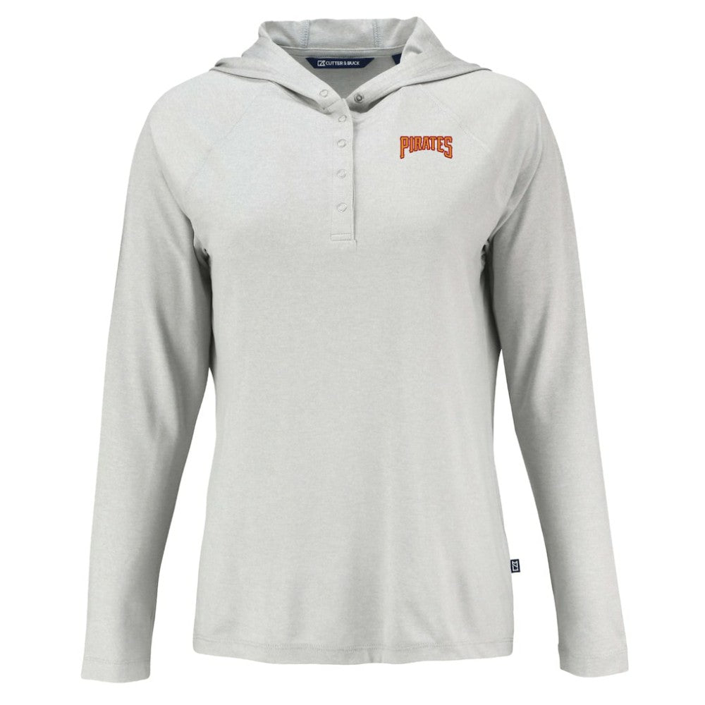Pittsburgh Pirates Cutter & Buck Women's Cooperstown Collection Coastline Epic Comfort Eco Recycled Hoodie Raglan Long Sleeve T-Shirt Clearance