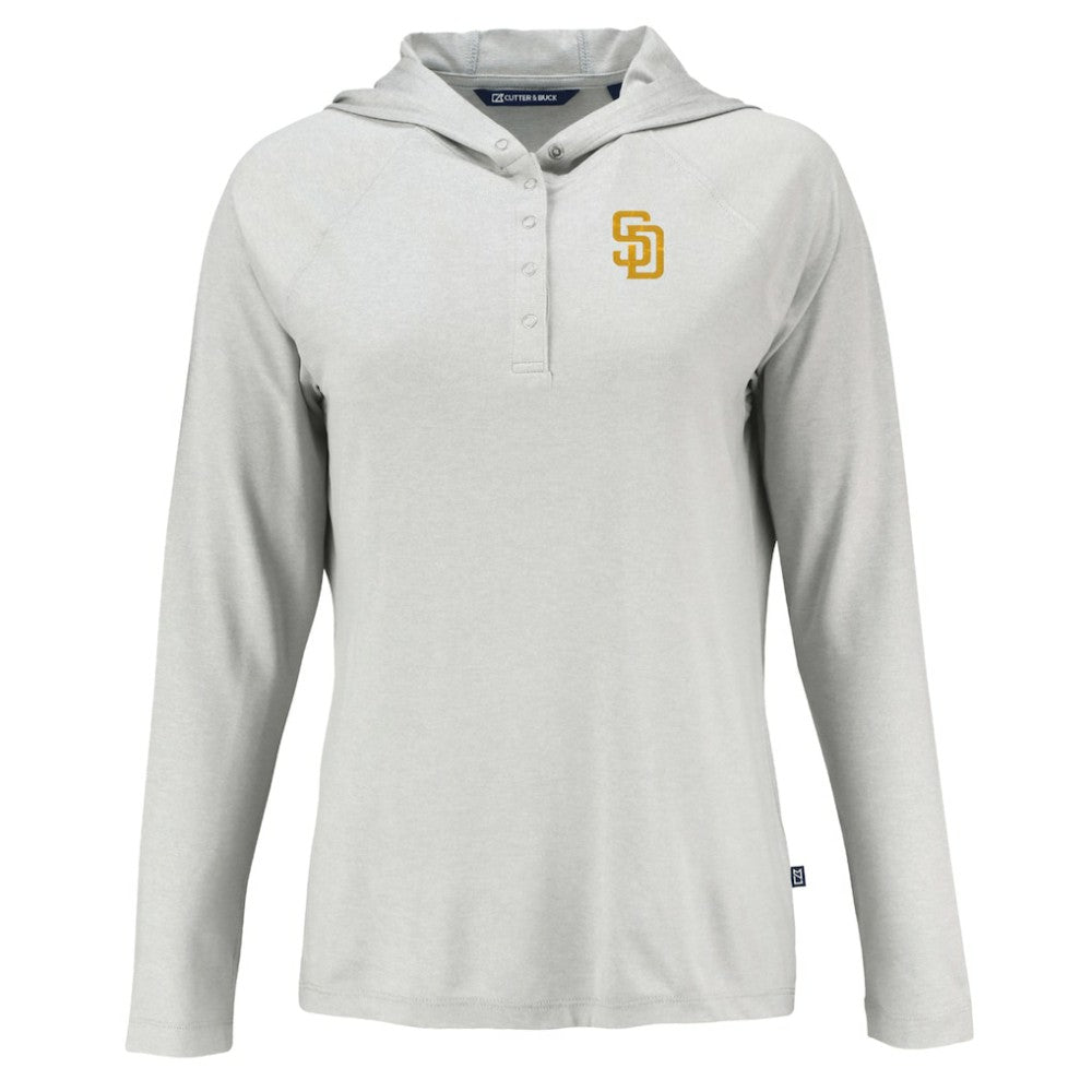 San Diego Padres Cutter & Buck Women's  Coastline Epic Comfort Eco Recycled Hoodie Raglan Long Sleeve T-Shirt Online