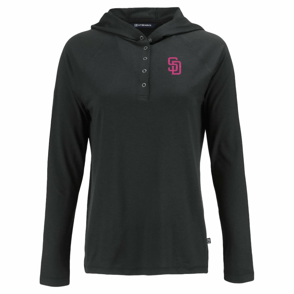 San Diego Padres Cutter & Buck Women's City Connect Coastline Epic Comfort Eco Recycled Hoodie Raglan Long Sleeve T-Shirt discount