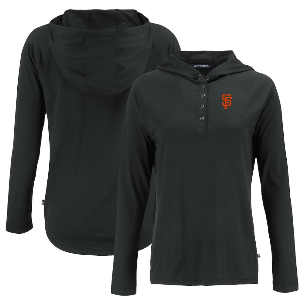 San Francisco Giants Cutter & Buck Women's  Coastline Epic Comfort Eco Recycled Hoodie Raglan Long Sleeve T-Shirt Lifestyle