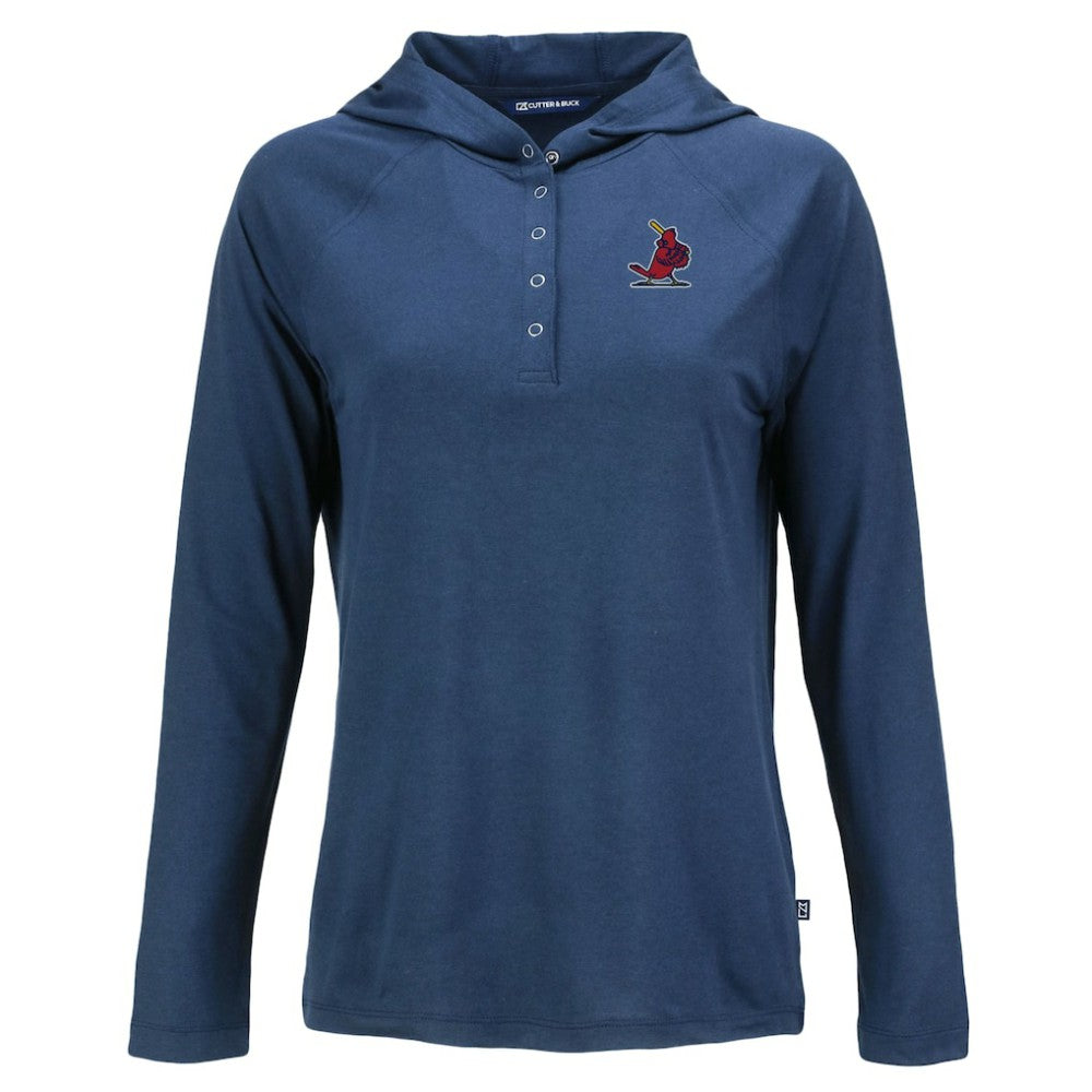 St. Louis Cardinals Cutter & Buck Women's Cooperstown Collection Coastline Epic Comfort Eco Recycled Hoodie Raglan Long Sleeve T-Shirt Clearance