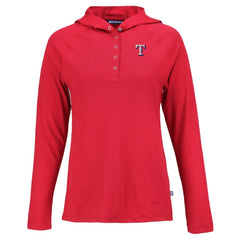 Texas Rangers Cutter & Buck Women's  Coastline Epic Comfort Eco Recycled Hoodie Raglan Long Sleeve T-Shirt On Sale