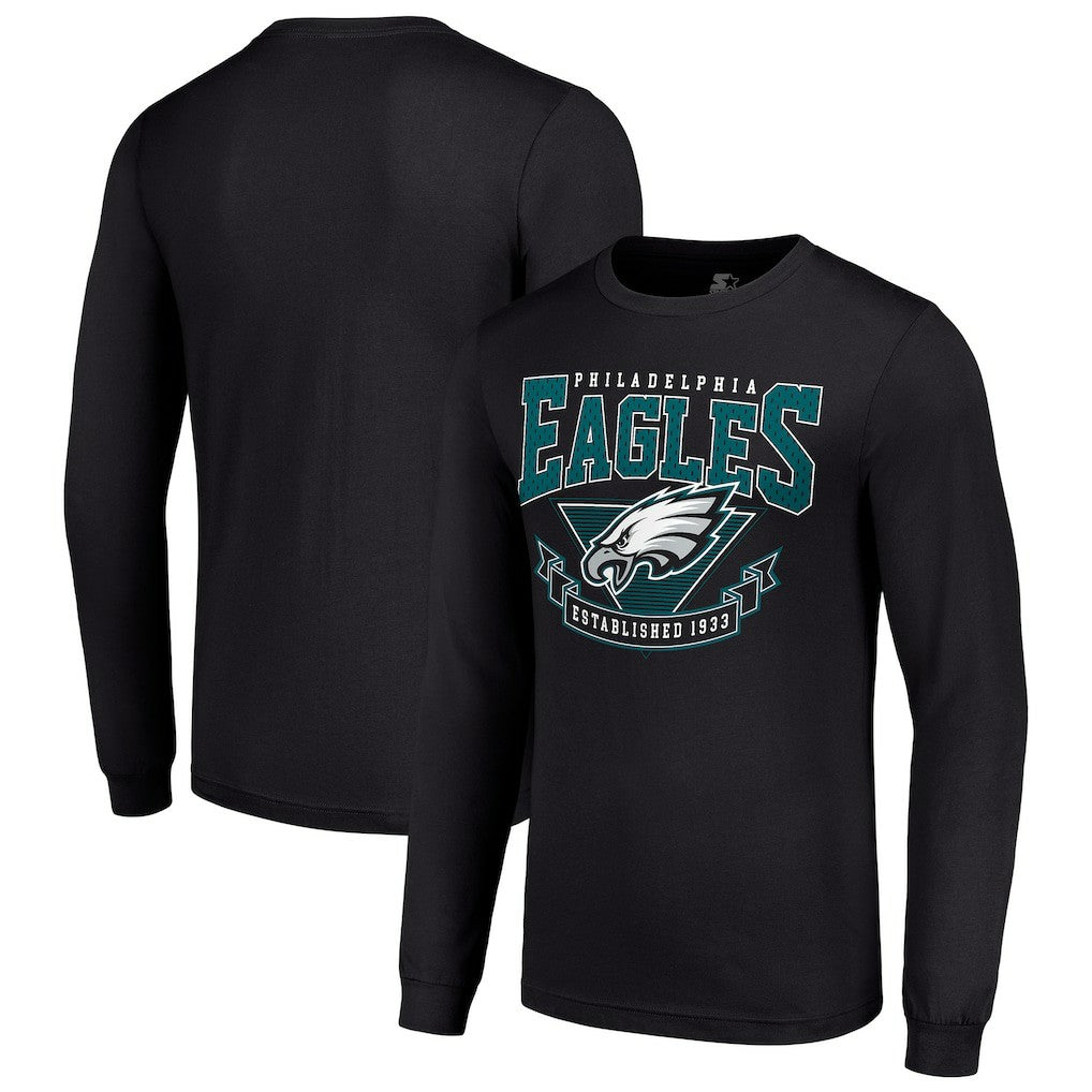 Philadelphia Eagles Starter '80s Inspired Team Logo Long Sleeve T-Shirt Black - NFL