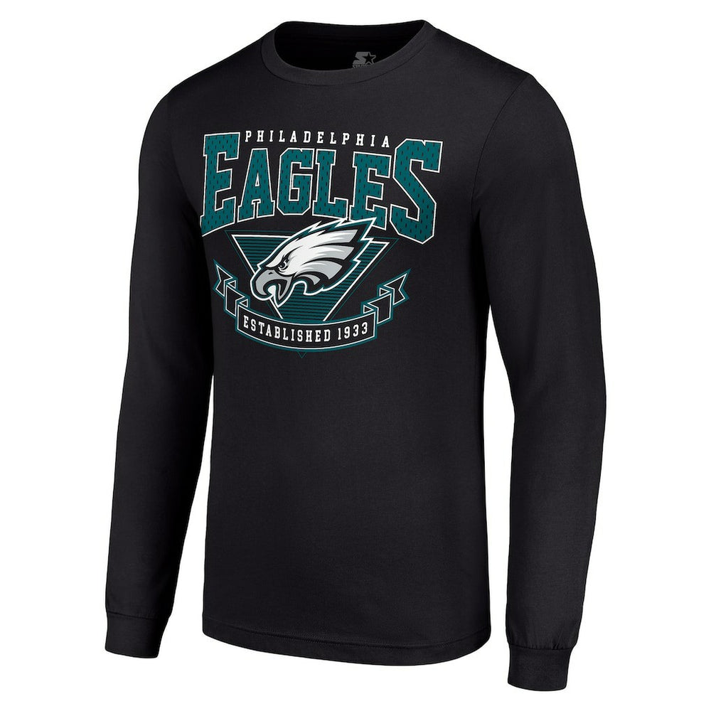 Philadelphia Eagles Starter '80s Inspired Team Logo Long Sleeve T-Shirt Black - NFL