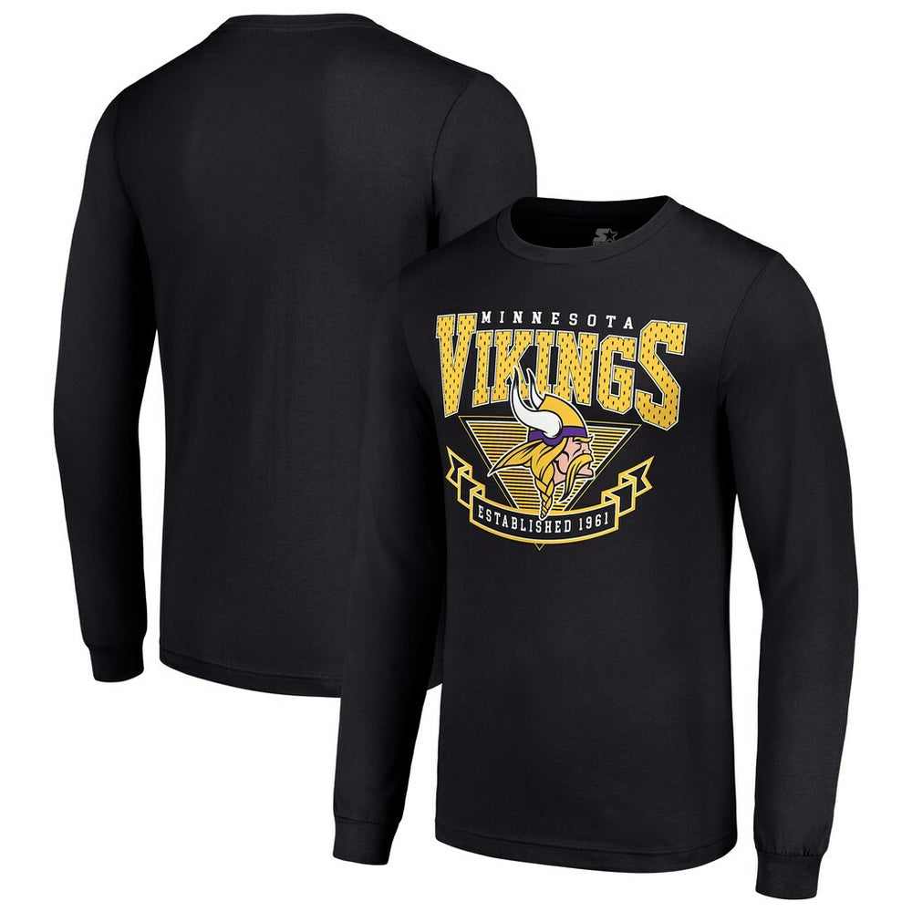 Minnesota Vikings Starter '80s Inspired Team Logo Long Sleeve T-Shirt Black - NFL