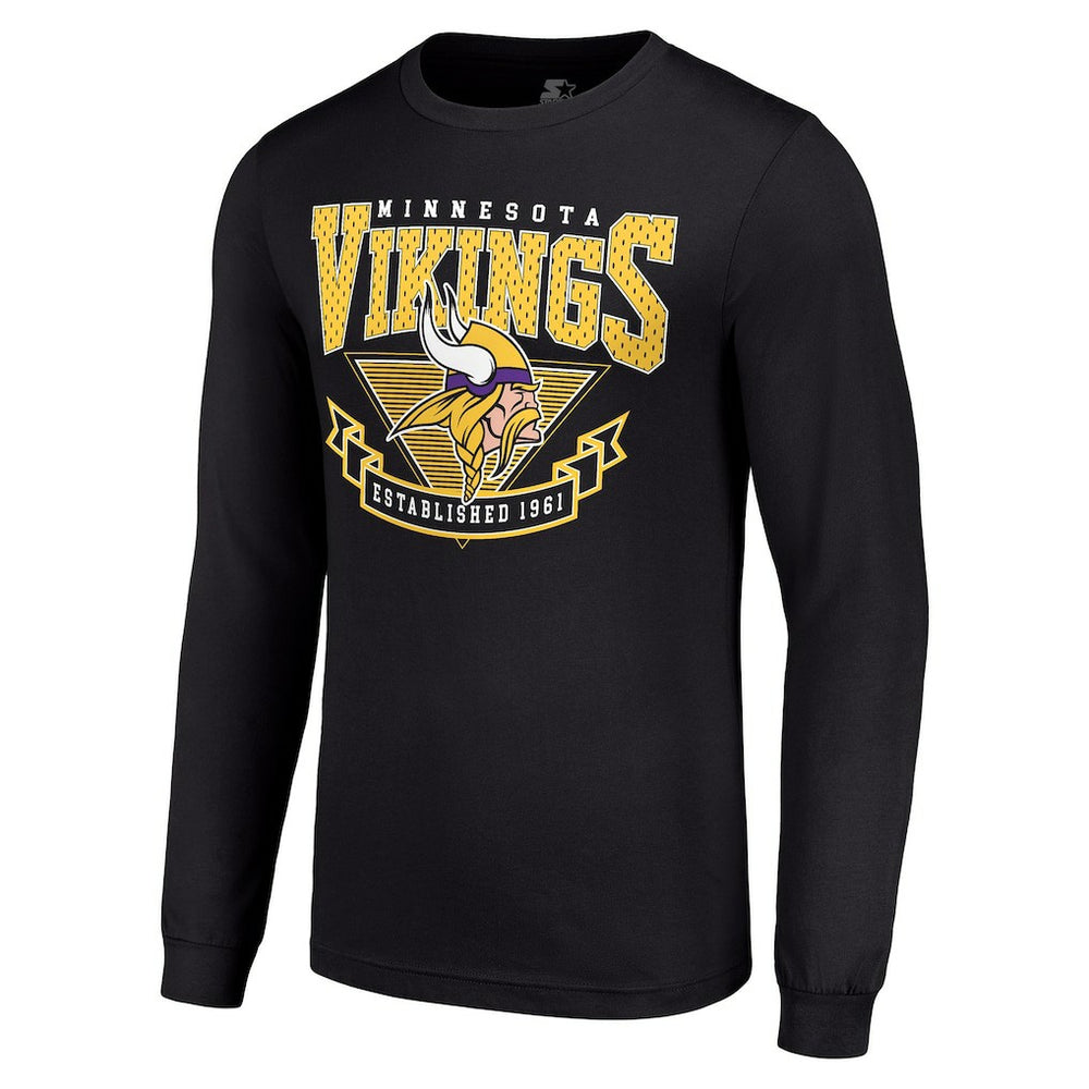 Minnesota Vikings Starter '80s Inspired Team Logo Long Sleeve T-Shirt Black - NFL