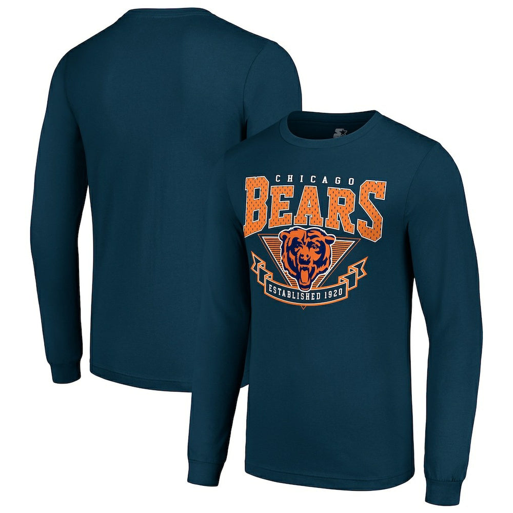 Chicago Bears Starter '80s Inspired Team Logo Long Sleeve T-Shirt Navy - NFL