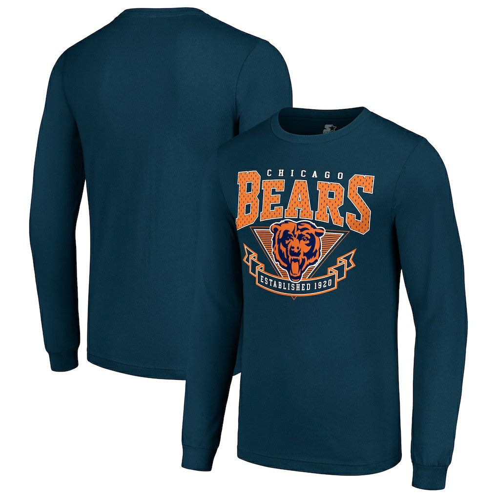Chicago Bears Starter '80s Inspired Team Logo Long Sleeve T-Shirt Navy - NFL