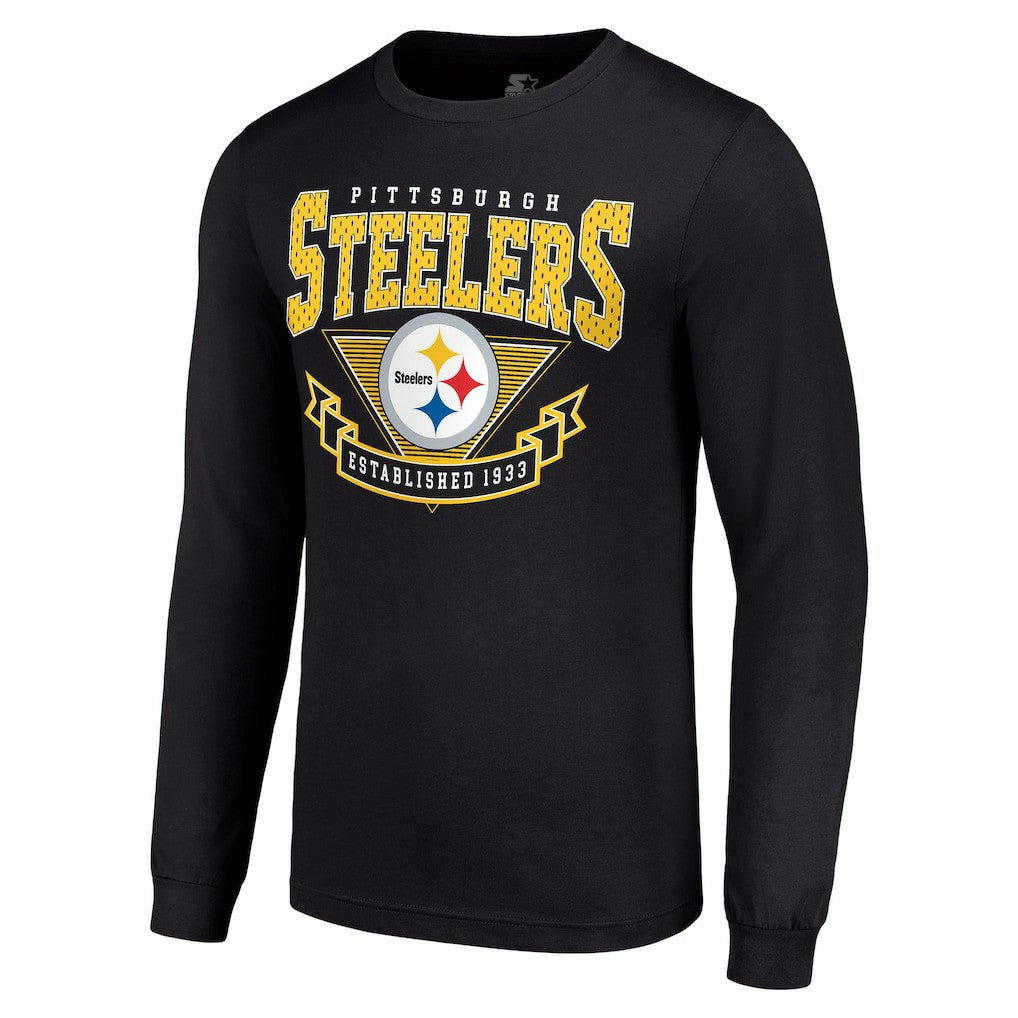 Pittsburgh Steelers Starter '80s Inspired Team Logo Long Sleeve T-Shirt Black - NFL