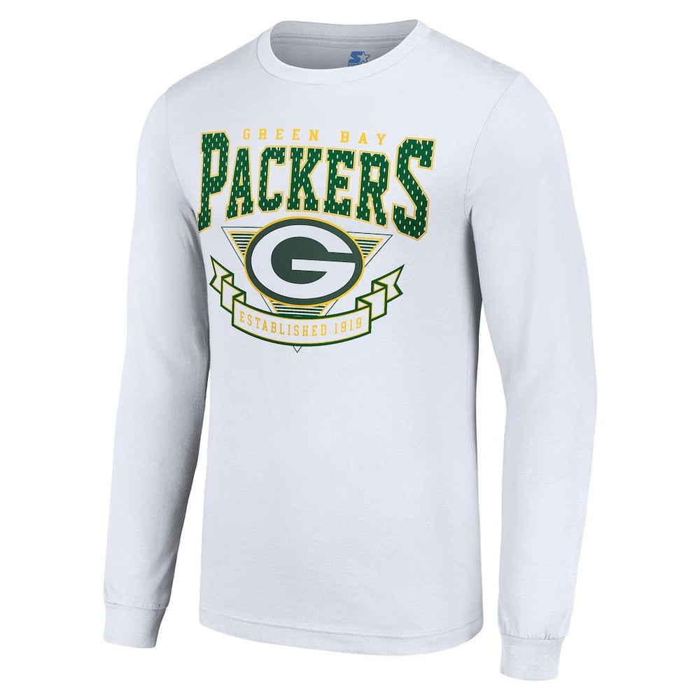 Green Bay Packers Starter '80s Inspired Team Logo Long Sleeve T-Shirt White - NFL
