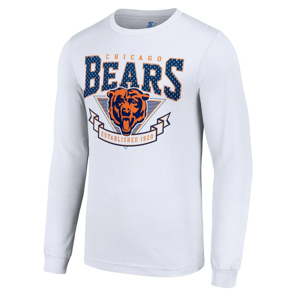 Chicago Bears Starter '80s Inspired Team Logo Long Sleeve T-Shirt White - NFL