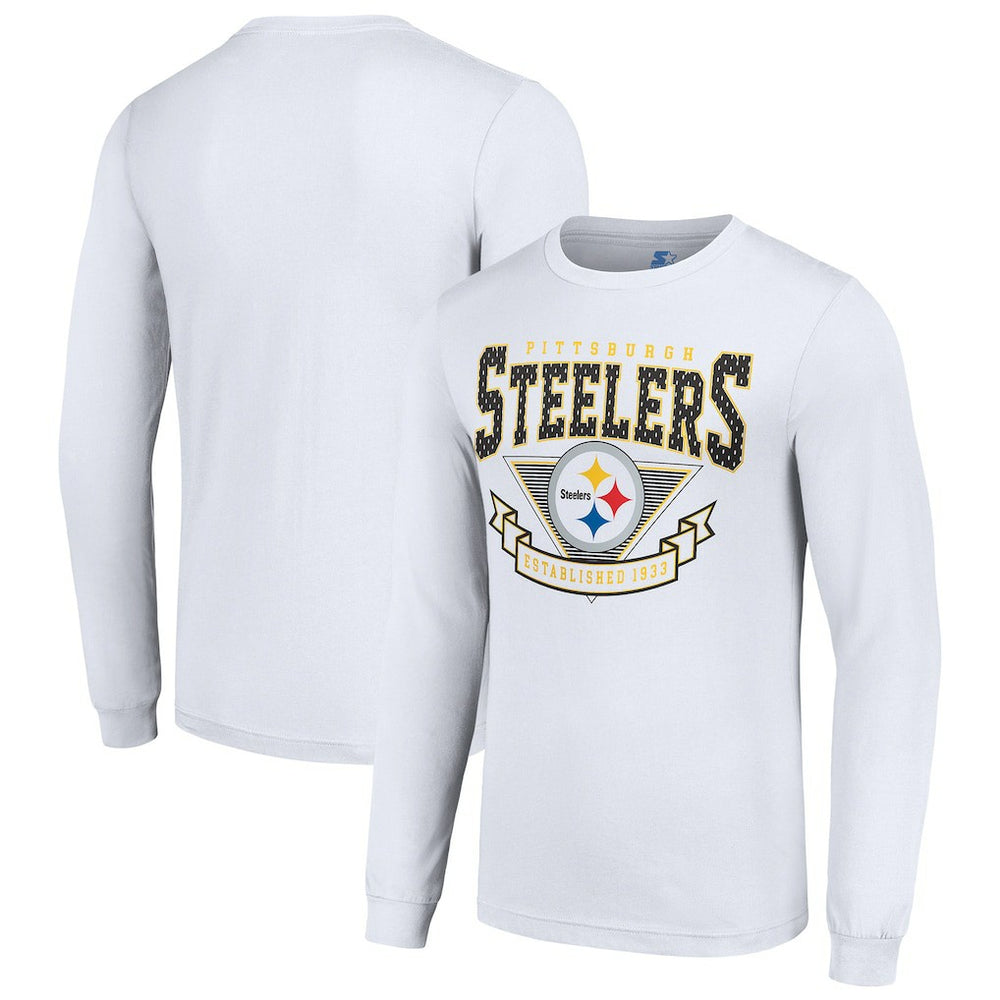 Pittsburgh Steelers Starter '80s Inspired Team Logo Long Sleeve T-Shirt White - NFL