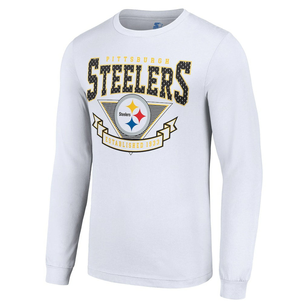 Pittsburgh Steelers Starter '80s Inspired Team Logo Long Sleeve T-Shirt White - NFL