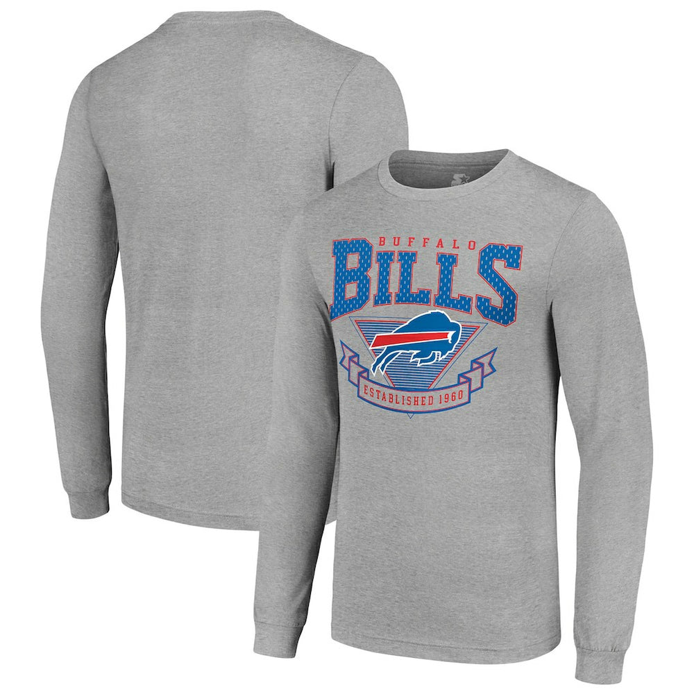 Buffalo Bills Starter '80s Inspired Team Logo Long Sleeve T-Shirt Heather Gray - NFL