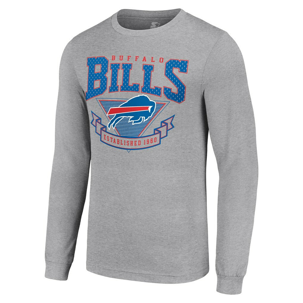 Buffalo Bills Starter '80s Inspired Team Logo Long Sleeve T-Shirt Heather Gray - NFL