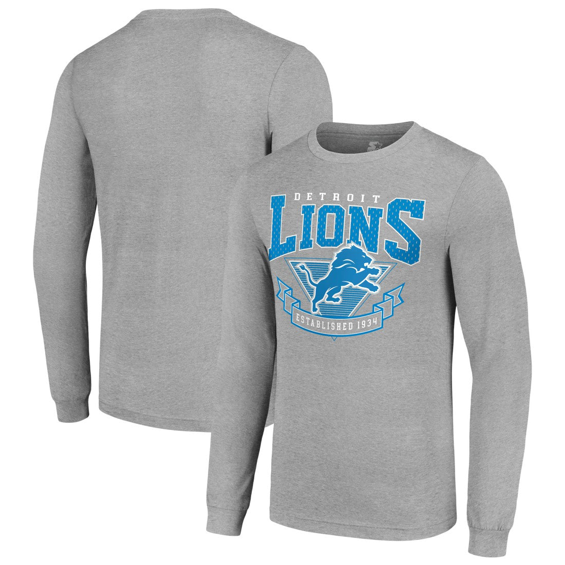 Detroit Lions Starter '80s Inspired Team Logo Long Sleeve T-Shirt Heather Gray - NFL