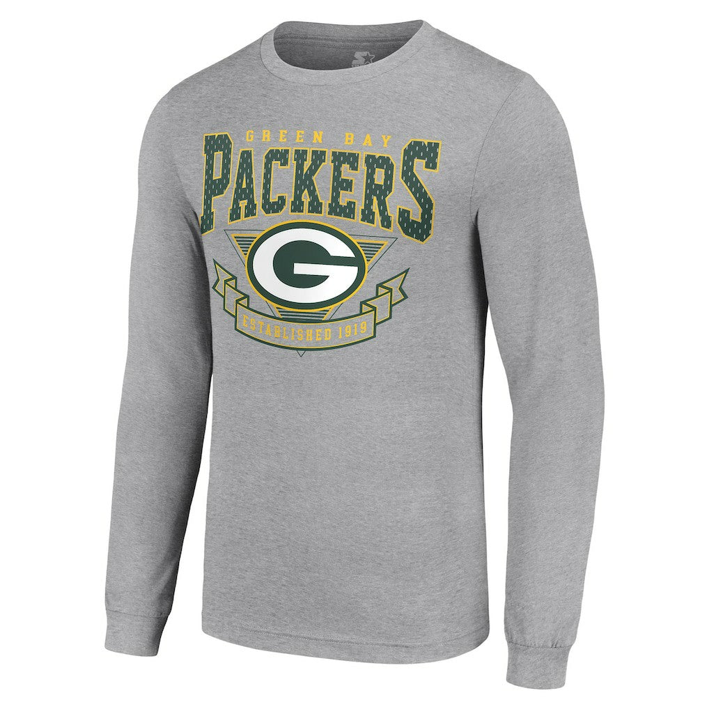 Green Bay Packers Starter '80s Inspired Team Logo Long Sleeve T-Shirt Heather Gray - NFL