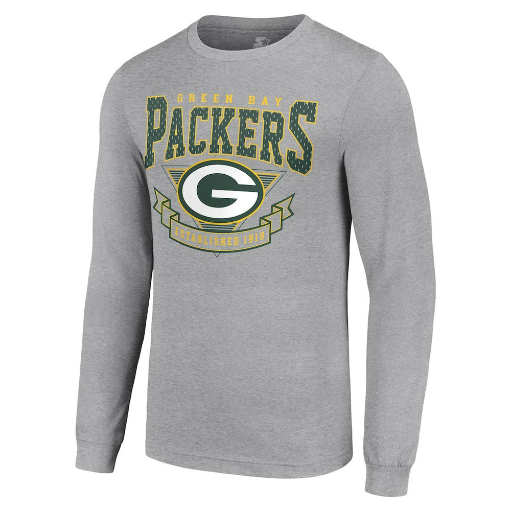 Green Bay Packers Starter '80s Inspired Team Logo Long Sleeve T-Shirt Heather Gray - NFL