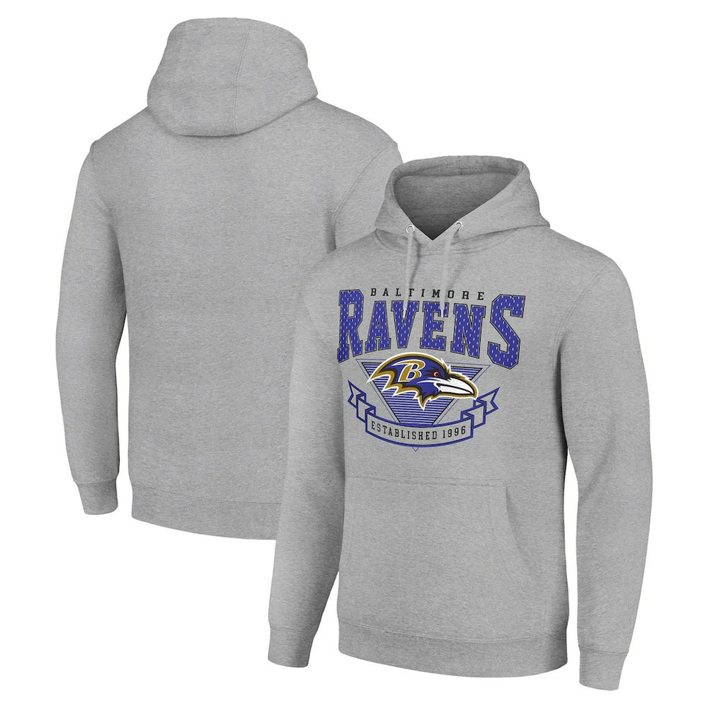Baltimore Ravens Starter ‘80s Inspired Pullover Hoodie Heather Gray - NFL