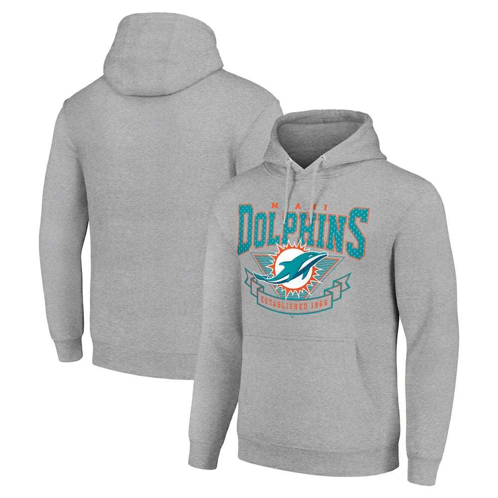 Miami Dolphins Starter ‘80s Inspired Pullover Hoodie Heather Gray - NFL