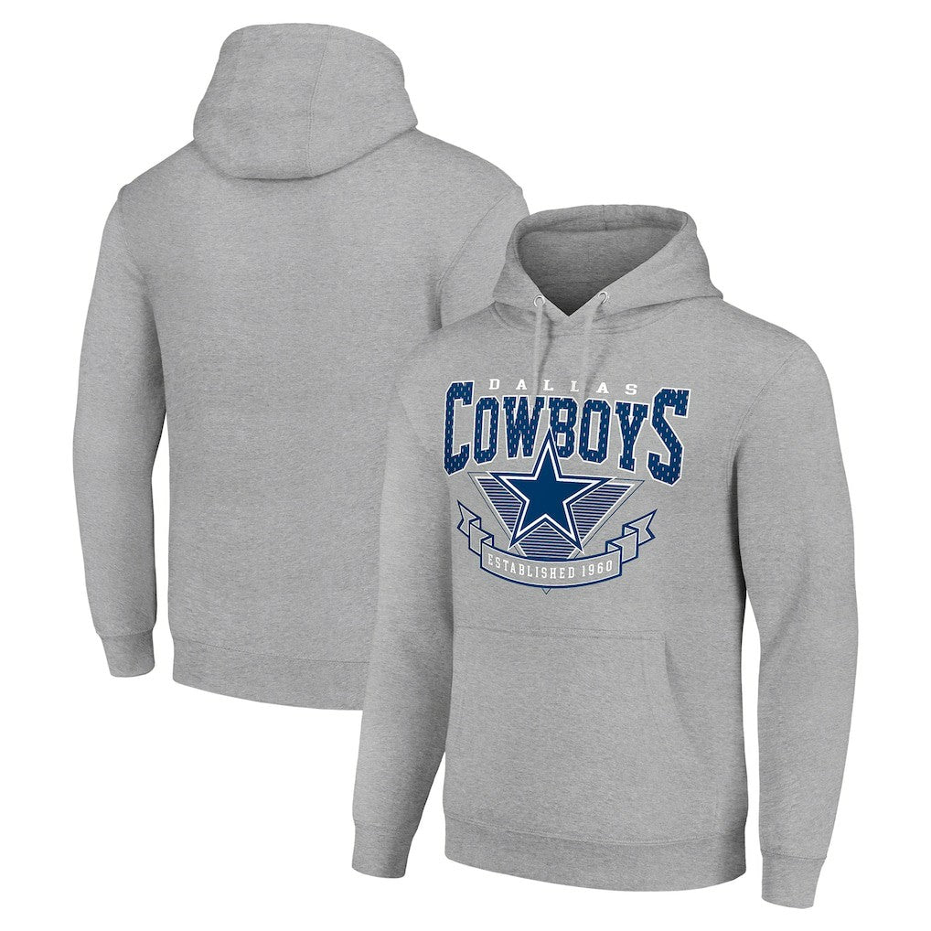 Dallas Cowboys Starter ‘80s Inspired Pullover Hoodie Heather Gray - NFL